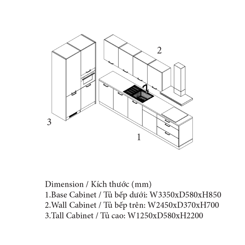 Tủ Bếp Gỗ Công Nghiệp MDF, An Cường Cabinet Pro