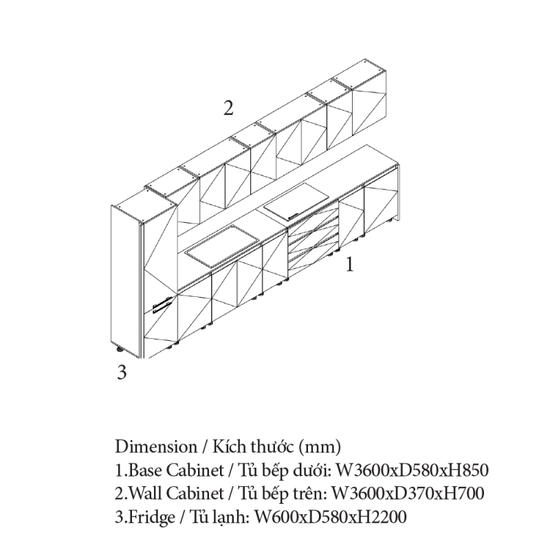 Mẫu tủ bếp rẻ đẹp TpHcm, thương hiệu An Cường Cabinet Pro 