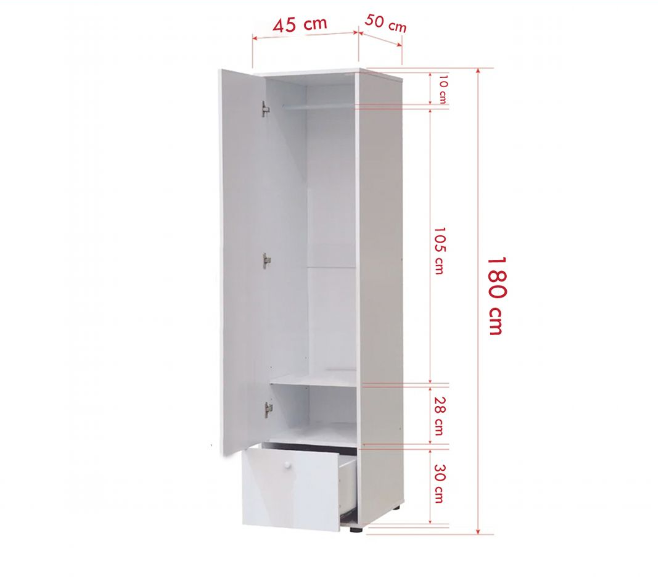 Tủ quần áo 1 cánh 1 ngăn gỗ công nghiệp MDF chống ẩm - CWDL0057