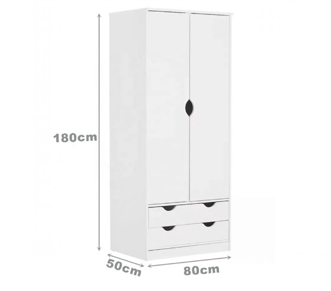 Tủ quần áo 2 cánh 2 ngăn gỗ công nghiệp MDF chống ẩm - CWDL0052