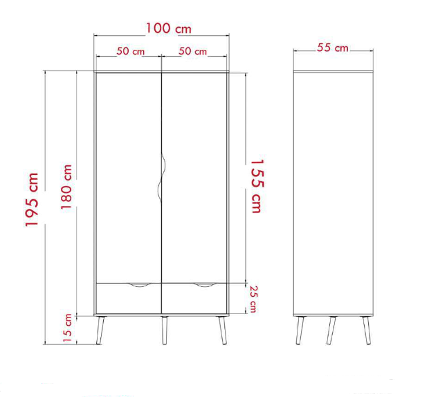 Tủ quần áo 2 cánh 2 ngăn gỗ công nghiệp MDF chống ẩm - CWDL0081