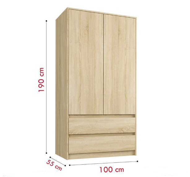 Tủ quần áo 2 cánh 2 ngăn gỗ công nghiệp MDF chống ẩm - CWDL0084