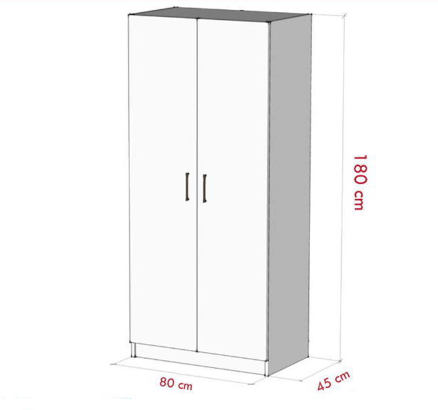 Tủ quần áo 2 cánh gỗ công nghiệp MDF chống ẩm - CWDL0066