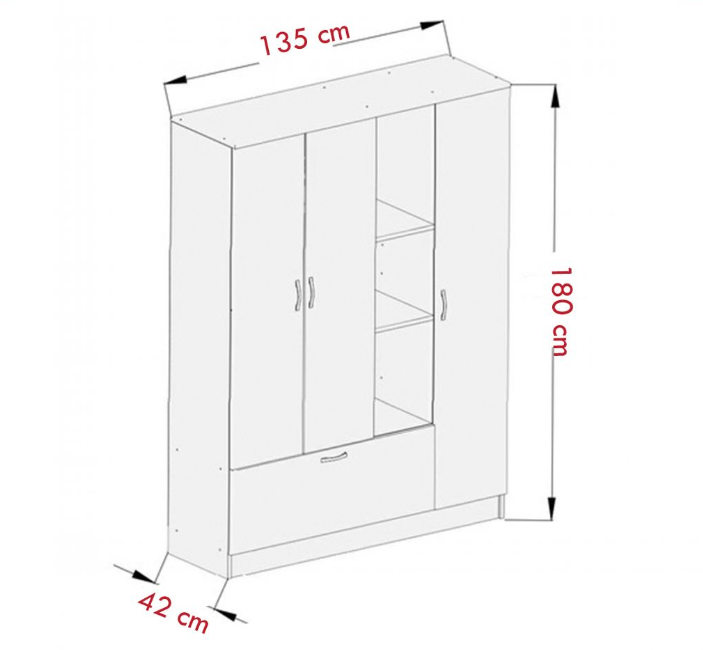Tủ quần áo 3 cánh 1 ngăn gỗ công nghiệp MDF chống ẩm - CWDL0019