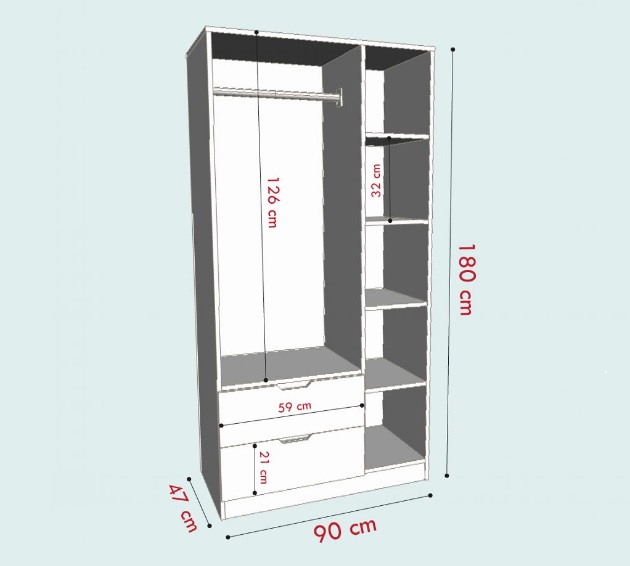 Tủ quần áo 3 cánh 2 ngăn gỗ công nghiệp MDF chống ẩm - CWDL0023