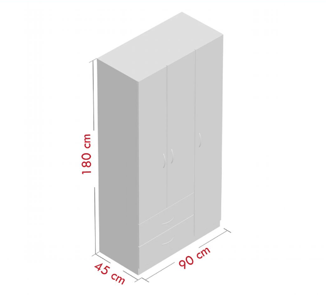 Tủ quần áo 3 cánh 2 ngăn gỗ công nghiệp MDF chống ẩm - CWDL0033