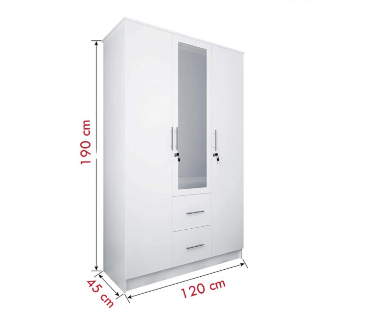 Tủ quần áo 3 cánh 2 ngăn gỗ công nghiệp MDF chống ẩm - CWDL0038