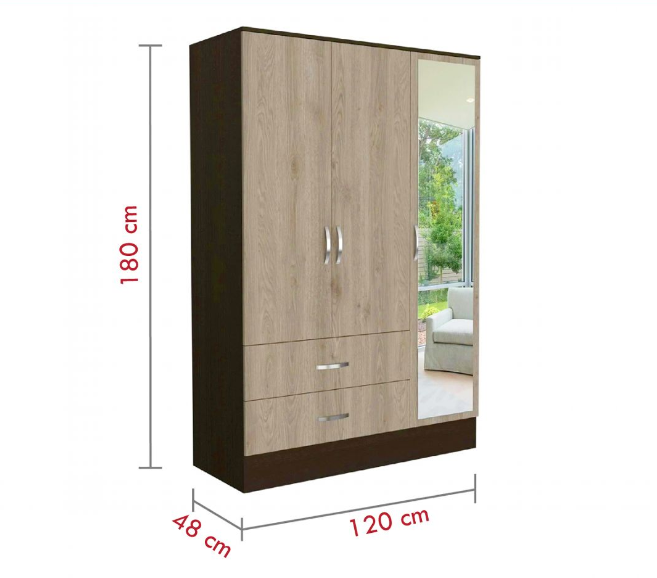 Tủ quần áo 3 cánh 2 ngăn gỗ công nghiệp MDF chống ẩm - CWDL0047