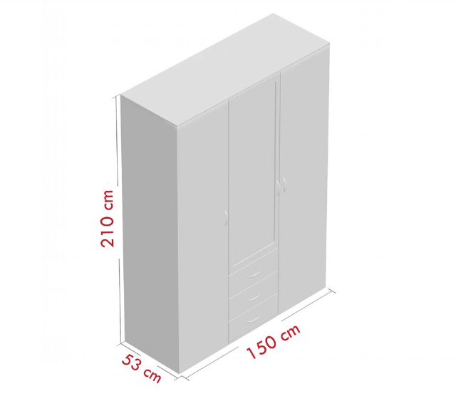 Tủ quần áo 3 cánh 3 ngăn gỗ công nghiệp MDF chống ẩm - CWDL0037