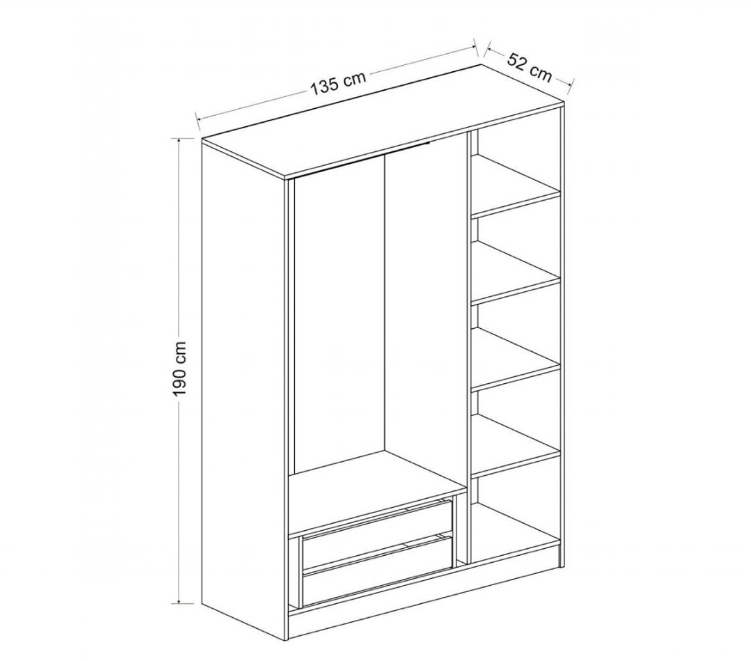 Tủ quần áo 3 cánh gỗ công nghiệp MDF chống ẩm - CWDL0009