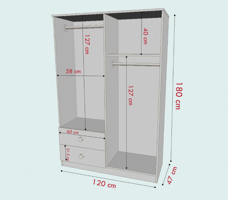 Tủ quần áo 4 cánh 2 ngăn gỗ công nghiệp MDF chống ẩm - CWDL0014
