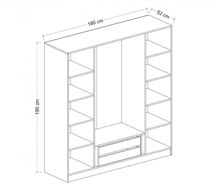 Tủ quần áo 4 cánh 2 ngăn gỗ công nghiệp MDF chống ẩm - CWDL0017