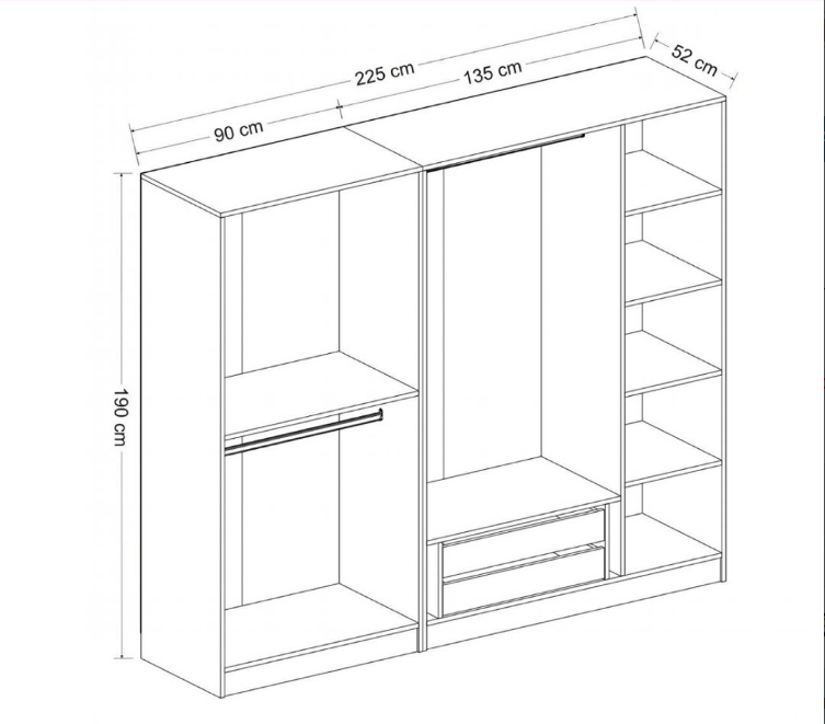 Tủ quần áo 5 cánh gỗ công nghiệp MDF chống ẩm - CWDL0005