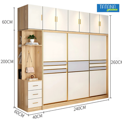 Tủ quần áo cửa lùa gỗ công nghiệp MDF chống ẩm TU032 - 1m8