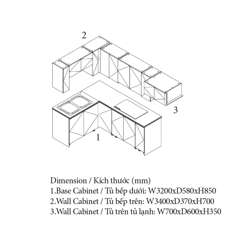 Tủ Bếp Đẹp Làm Bằng Gỗ Công Nghiệp, An Cường Cabinet Pro