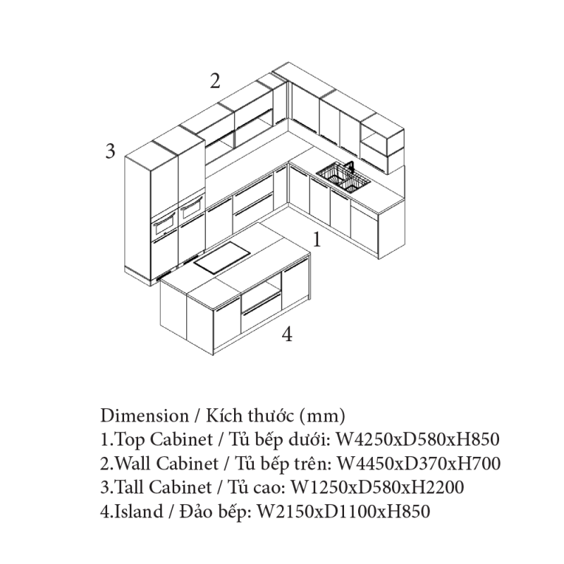 Tủ Bếp Gỗ Đẹp, Được Ưa Chuộng Nhất, An Cường Cabinet Pro