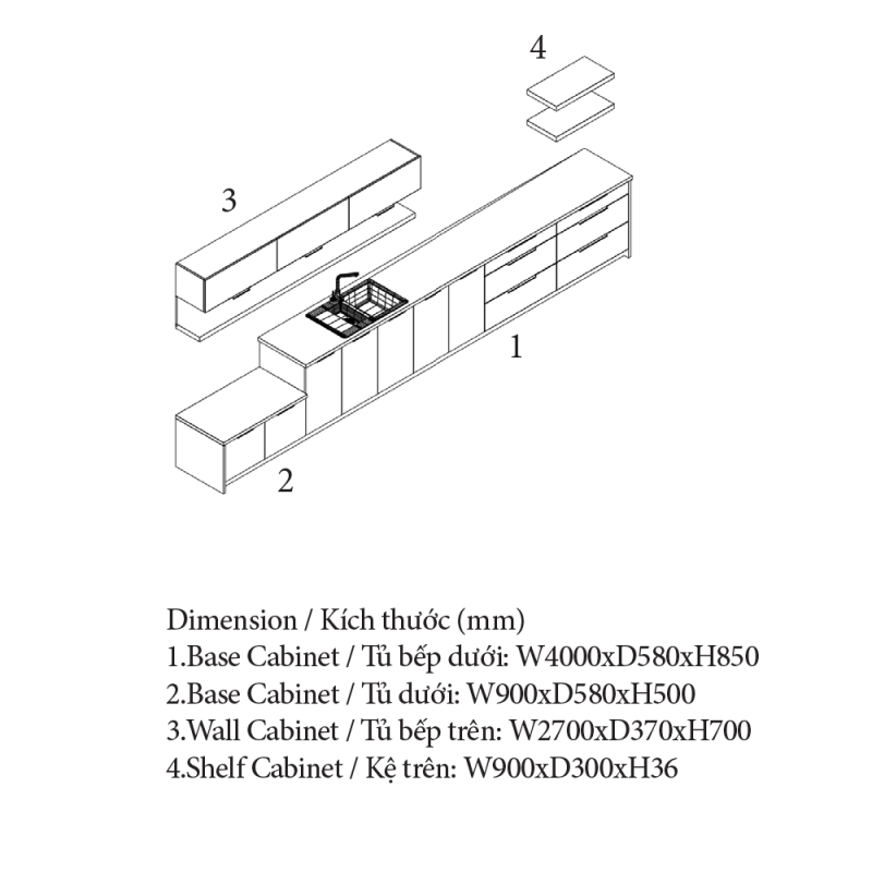 Tủ bếp laminate, thương hiệu An Cường Cabinet Pro