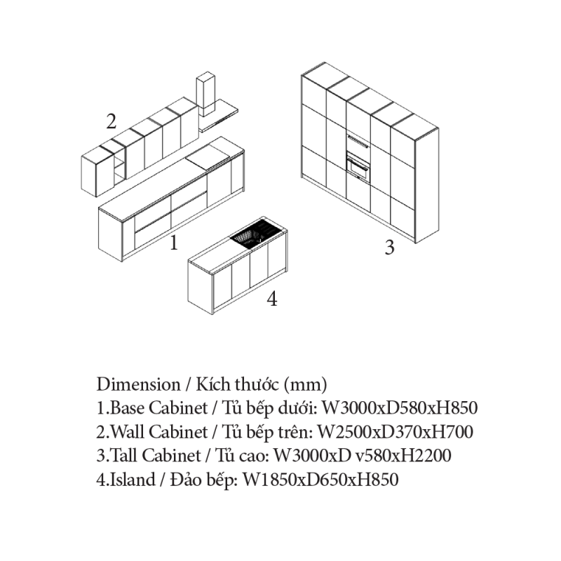 Tủ bếp MDF chống ẩm, thương hiệu An Cường Cabinet Pro