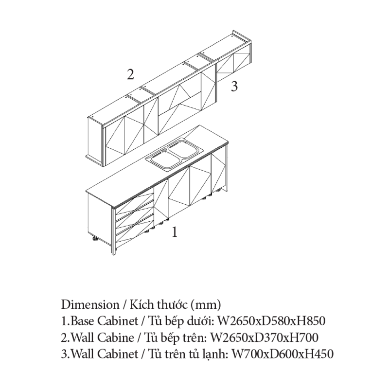 Tủ bếp phong cách hiện đại, thương hiệu An Cường Cabinet Pro