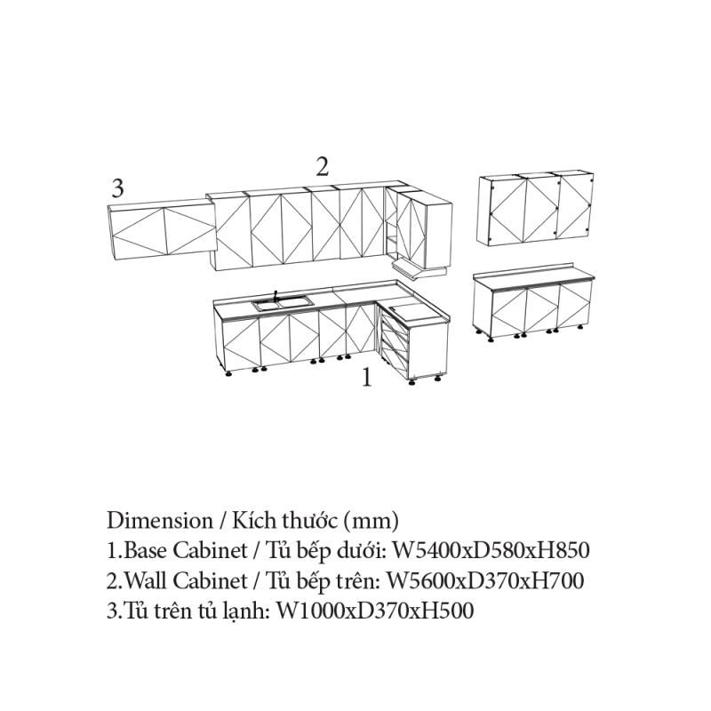 Tủ bếp treo tường bằng gỗ, An Cường Cabinet Pro