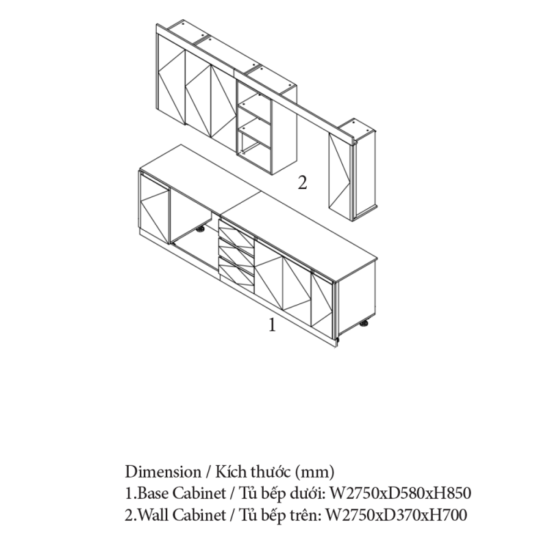 Tủ bếp veneer, thương hiệu An Cường Cabinet Pro