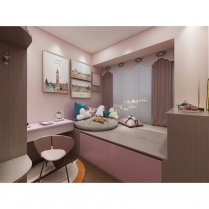 Mẫu thiết kế nội thất phòng ngủ trẻ em màu hồng trắng, KID0029