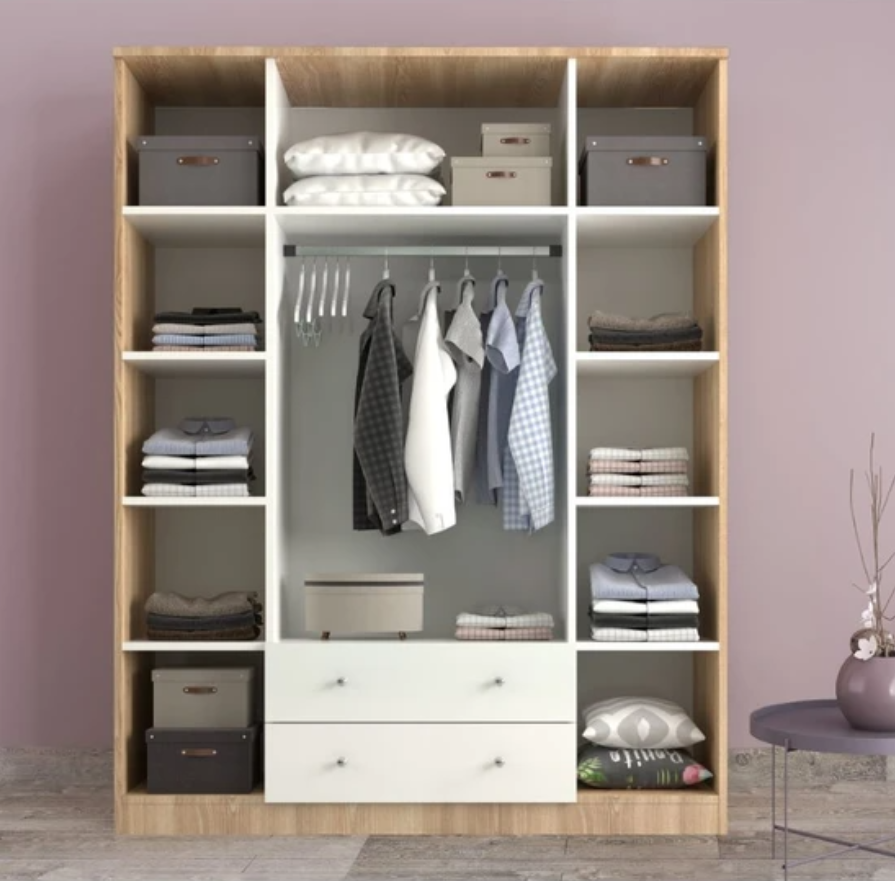 Tủ quần áo 4 cánh 2 ngăn gỗ công nghiệp MDF chống ẩm - CWDL0013