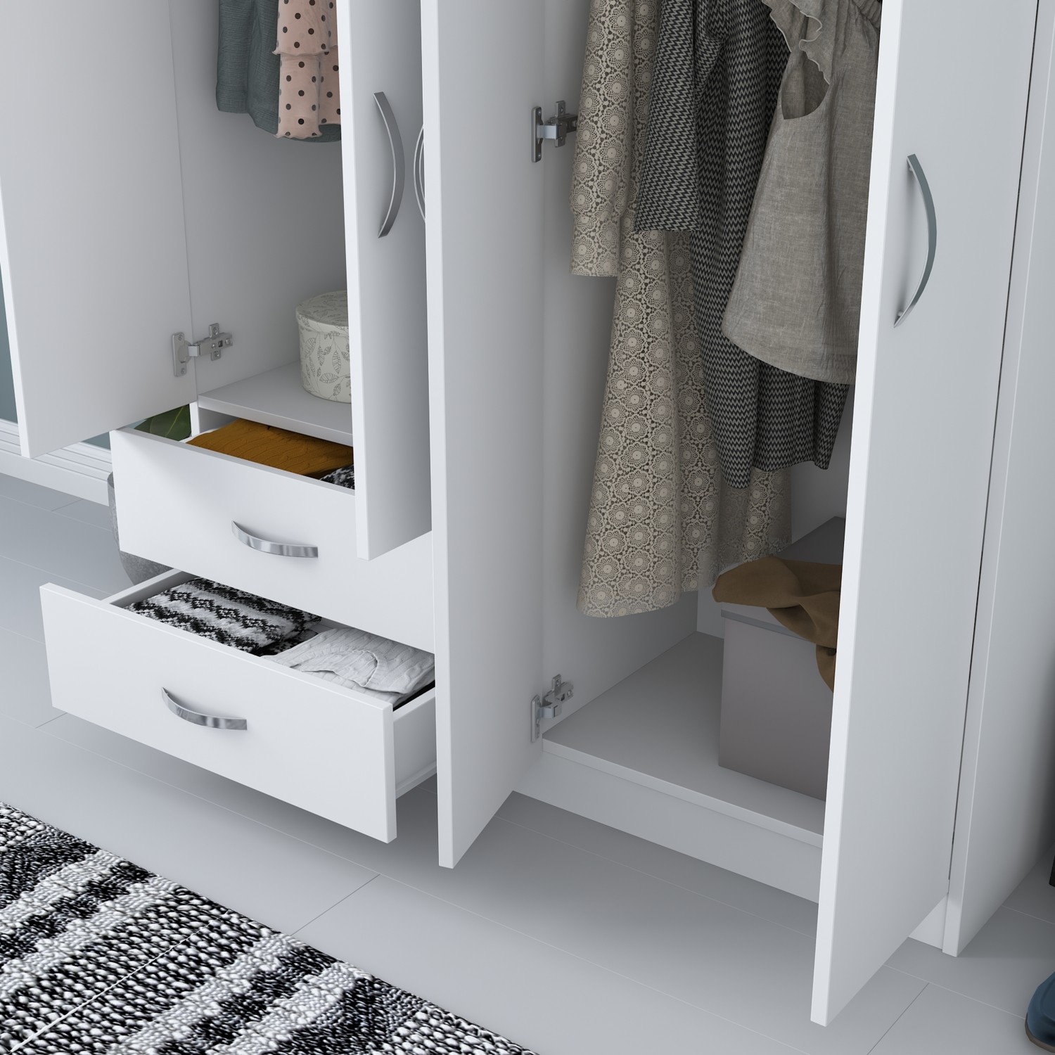 Tủ quần áo 4 cánh 2 ngăn gỗ công nghiệp MDF chống ẩm - CWDL0015
