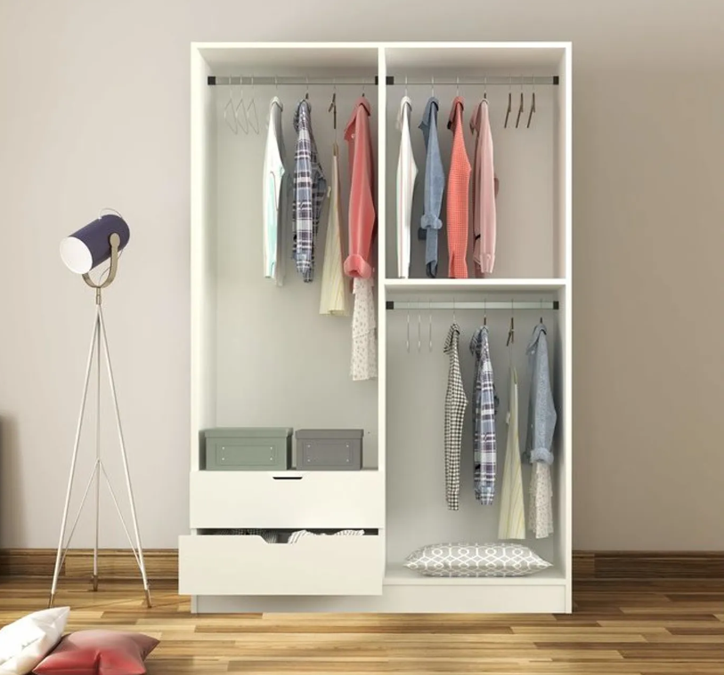 Tủ quần áo 4 cánh 2 ngăn gỗ công nghiệp MDF chống ẩm - CWDL0016