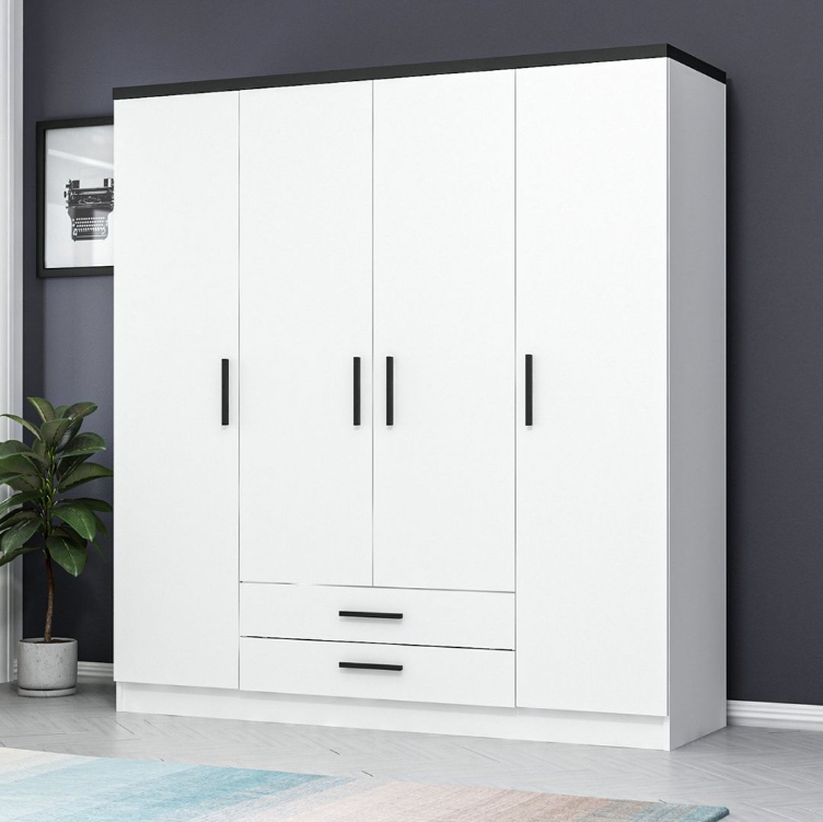 Tủ quần áo 4 cánh 2 ngăn gỗ công nghiệp MDF chống ẩm - CWDL0017