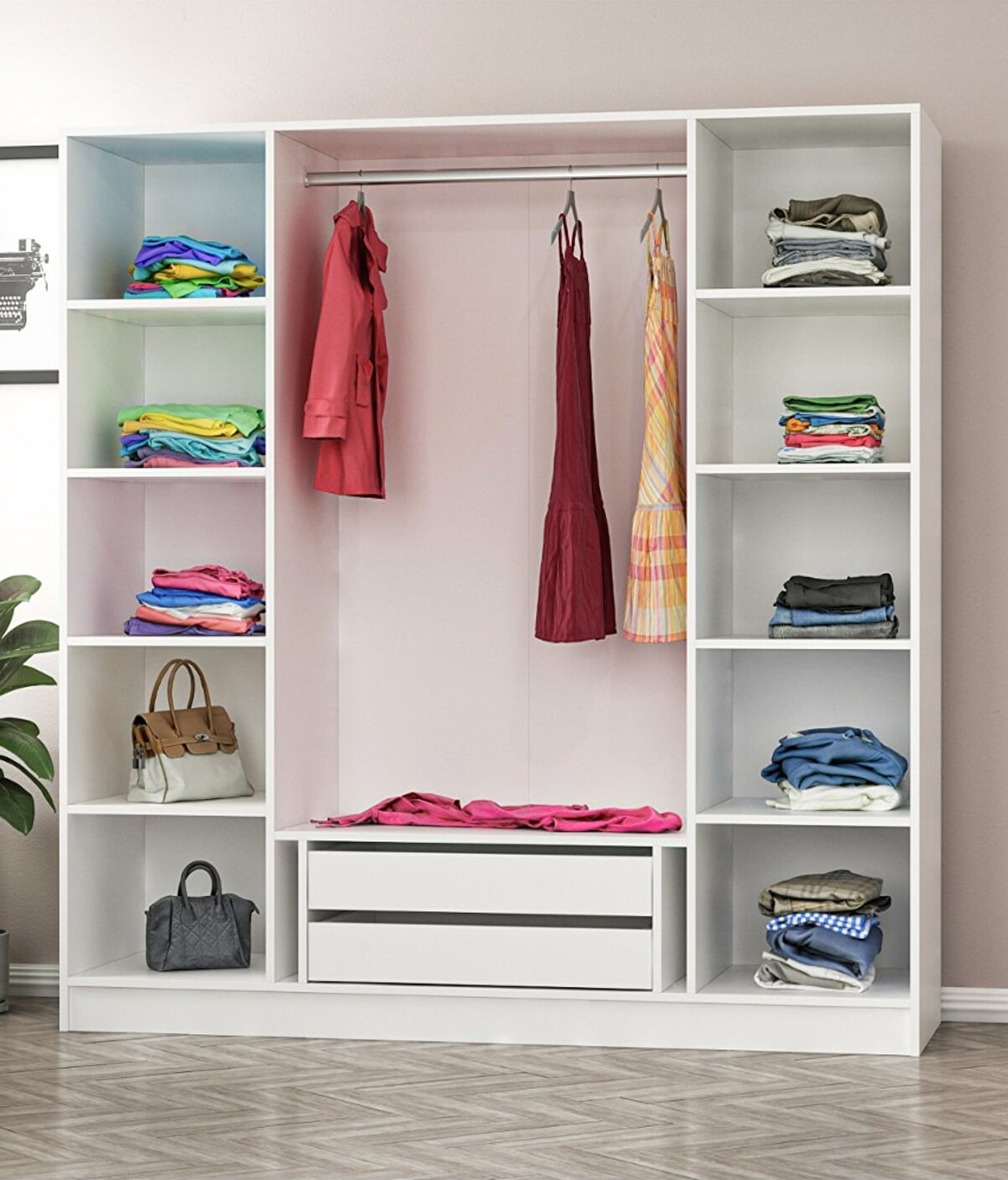 Tủ quần áo 4 cánh 2 ngăn gỗ công nghiệp MDF chống ẩm - CWDL0017