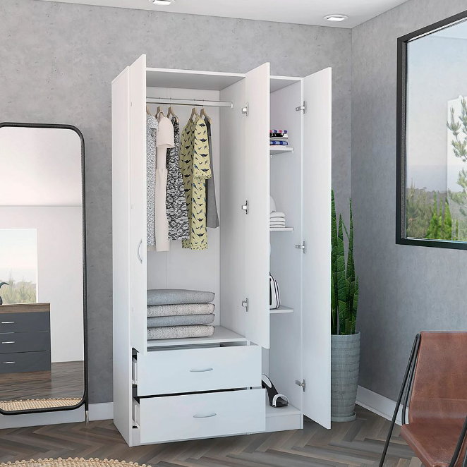 Tủ quần áo 3 cánh 2 ngăn gỗ công nghiệp MDF chống ẩm - CWDL0033