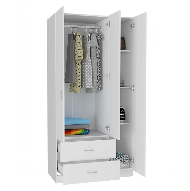 Tủ quần áo 3 cánh 2 ngăn gỗ công nghiệp MDF chống ẩm - CWDL0033