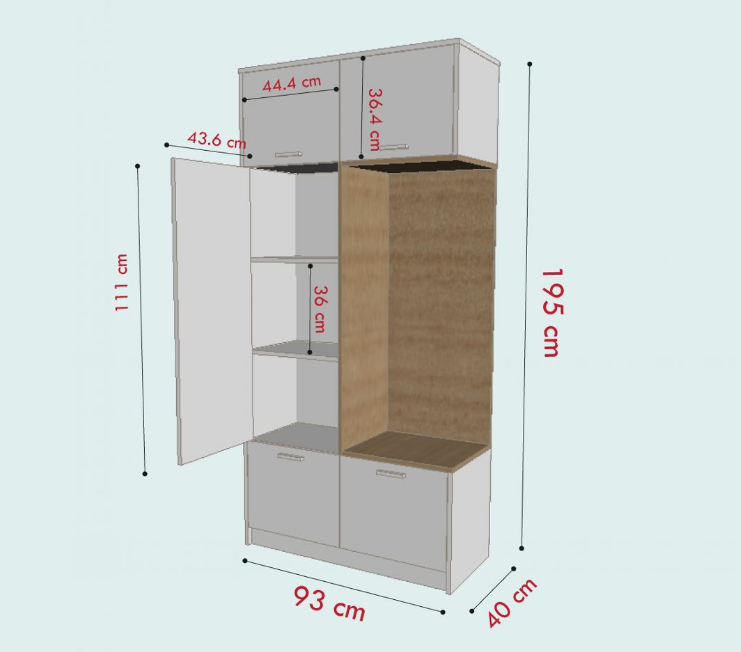 Tủ quần áo 1 cánh 4 ngăn gỗ công nghiệp MDF chống ẩm - CWDL0045