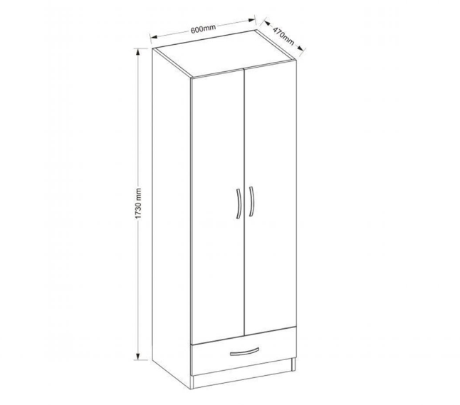 Tủ quần áo 2 cánh 1 ngăn gỗ công nghiệp MDF chống ẩm - CWDL0058