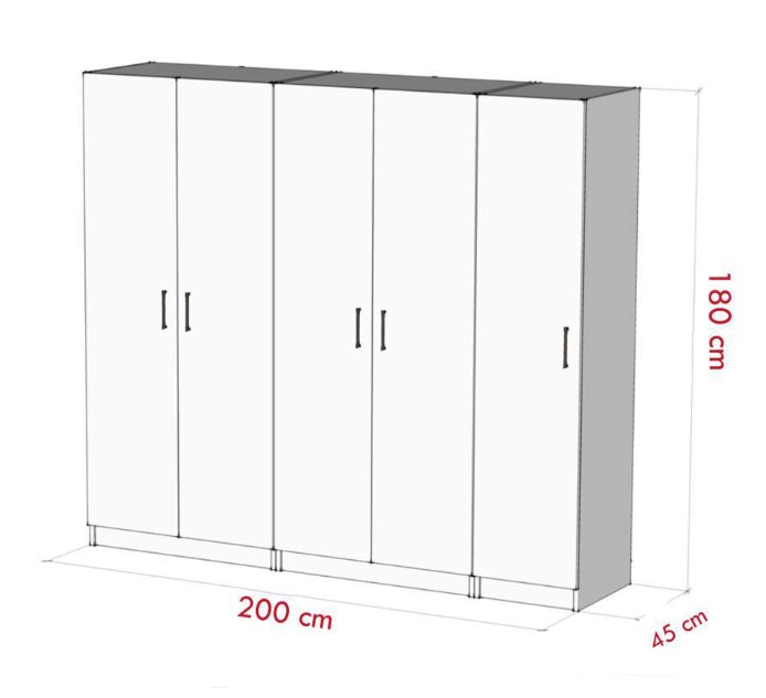 Tủ quần áo 5 cánh gỗ công nghiệp MDF chống ẩm - CWDL0075