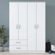 Tủ quần áo 4 cánh 2 ngăn gỗ công nghiệp MDF chống ẩm - CWDL0015