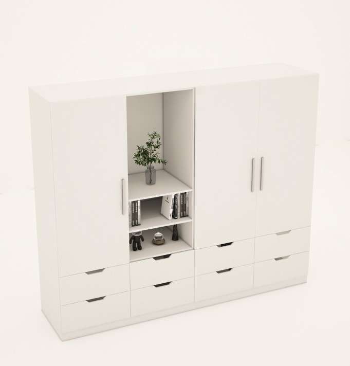 Tủ quần áo nhiều ngăn gỗ công nghiệp MDF chống ẩm TU009 - 1m2