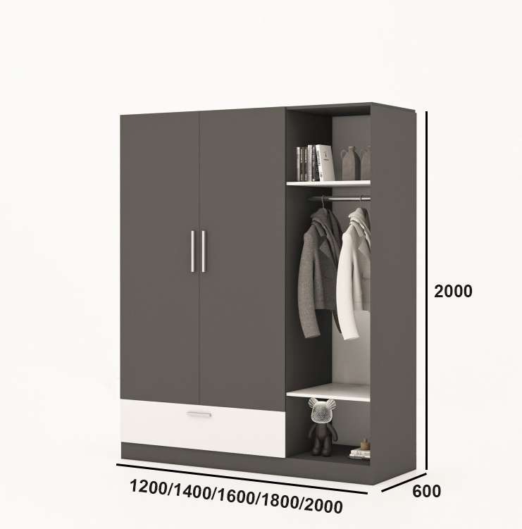 Tủ quần áo gỗ công nghiệp MDF chống ẩm TU012 - 1m2