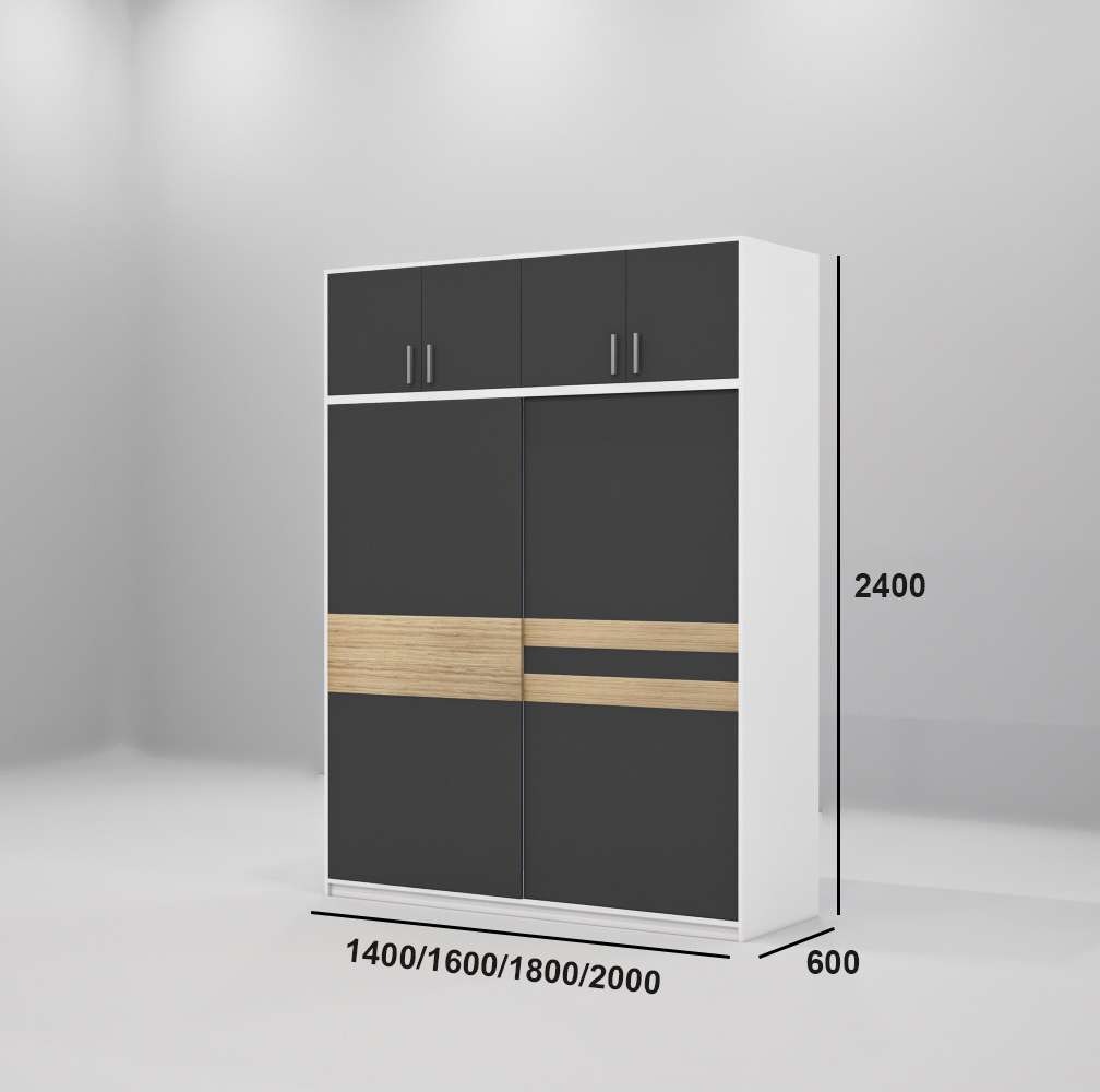 Tủ quần áo cửa lùa gỗ công nghiệp MDF chống ẩm TU032 - 1m8